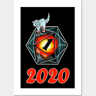 Fireball and a roll of 1 for 2020 on a dnd d20 Posters and Art